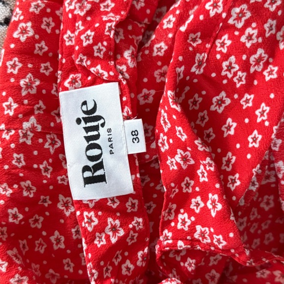 Rouje Paris Red Floral Glorie Wrap Button Midi Skirt - 38 / 6 - Picture 5 of 6